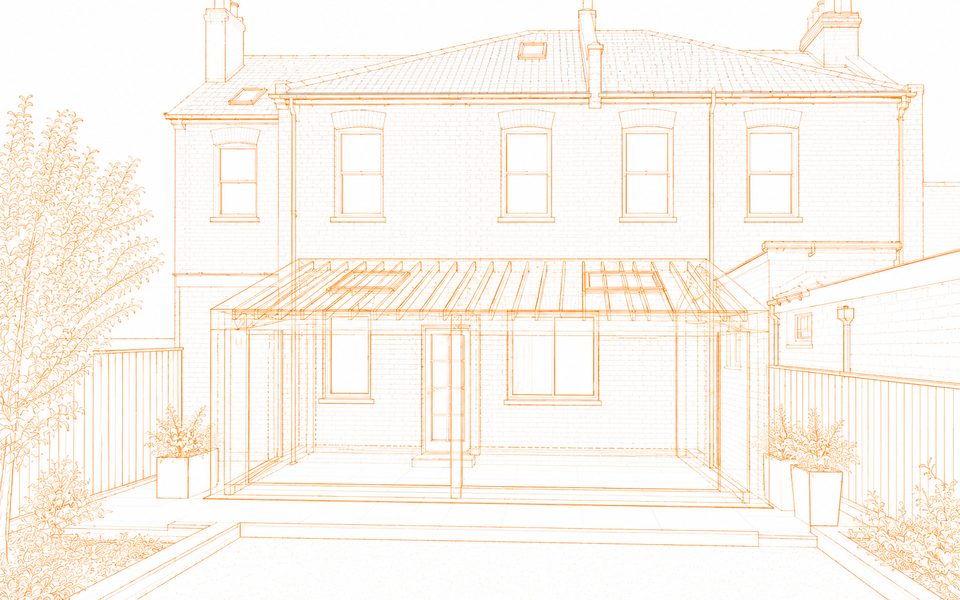 Structural design stage of a house extension